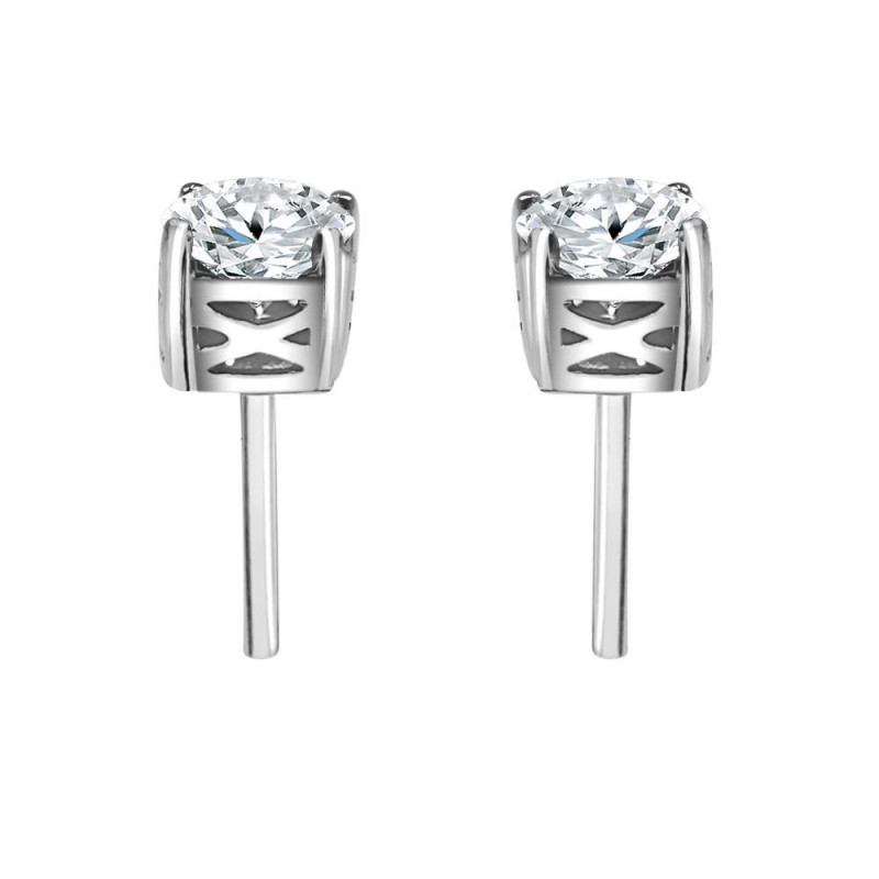 Pendiente oro blanco 4 garras diamante creado de  1,00ct (total 2 ct)