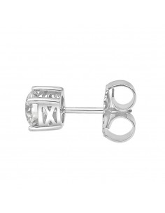 Pendiente oro blanco 4 garras diamante creado de  1,00ct (total 2 ct)