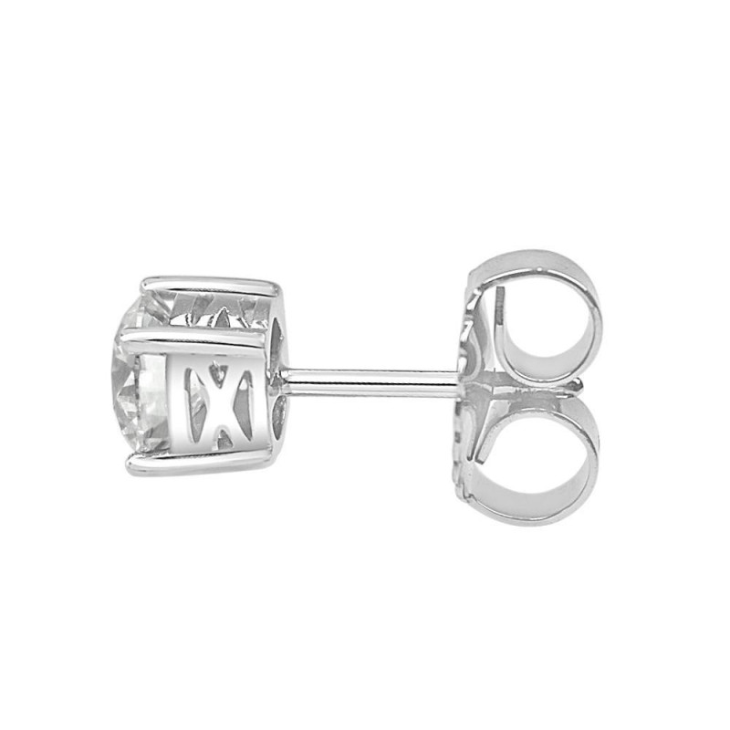 Pendiente oro blanco 4 garras diamante creado de  1,00ct (total 2 ct)