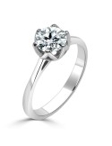 Solitario oro Blanco diamante creado 1,00 CT 6 garras