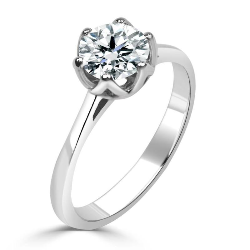 Solitario oro Blanco diamante creado 1,00 CT 6 garras