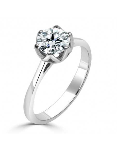 Solitario oro Blanco diamante creado 1,00 CT 6 garras