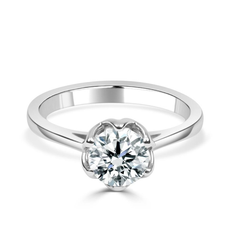 Solitario oro Blanco diamante creado 1,00 CT 6 garras