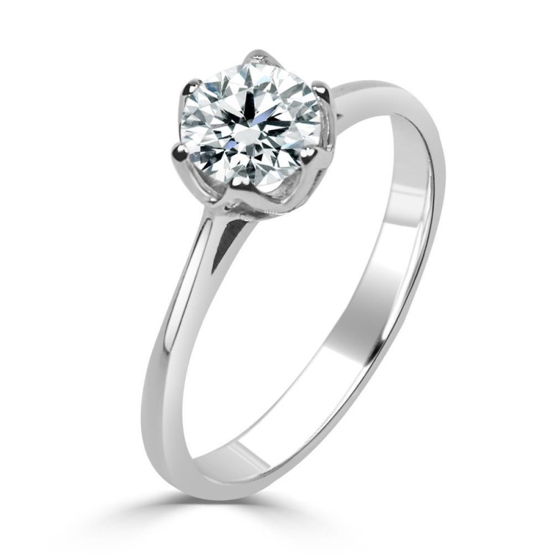 Solitario oro blanco diamante creado 0,70CT 6 garras