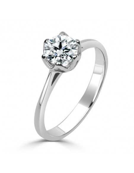 Solitario oro blanco diamante creado 0,70CT 6 garras