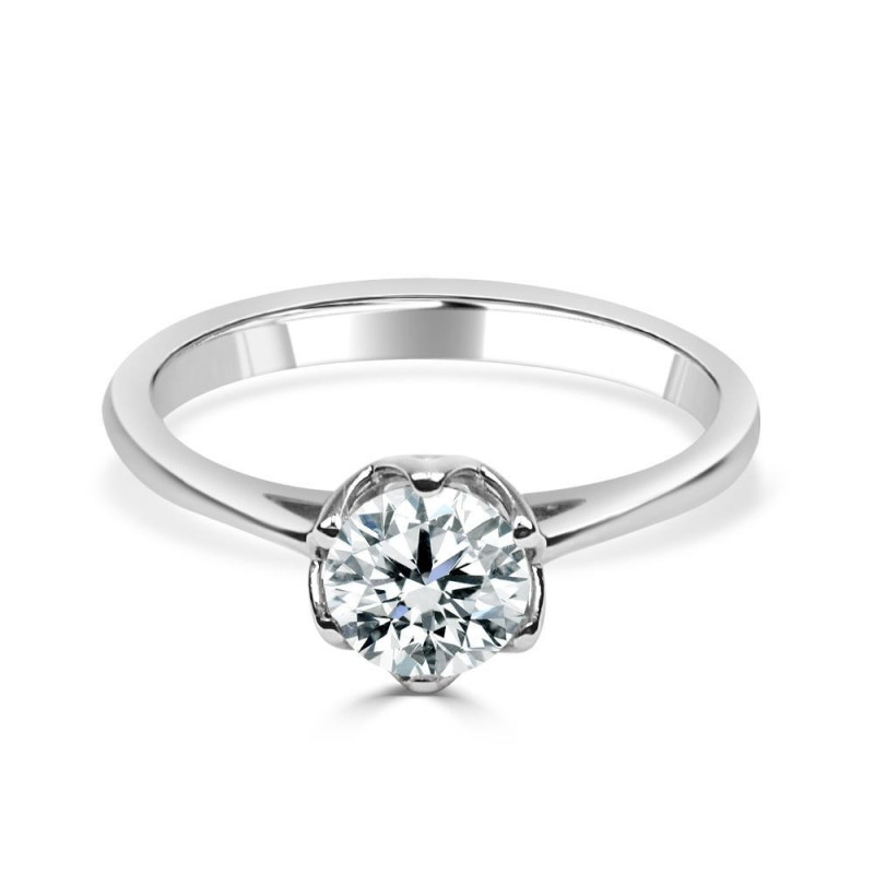 Solitario oro blanco diamante creado 0,70CT 6 garras