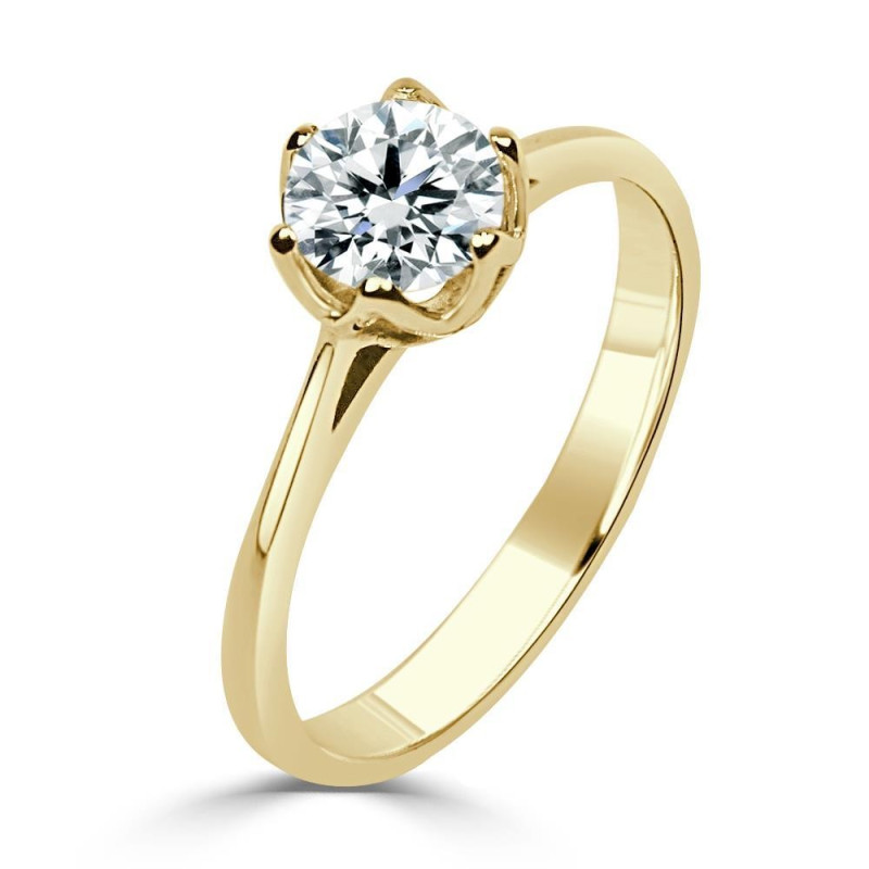 Solitario oro amarillo diamante creado 0,70ct 6 garras