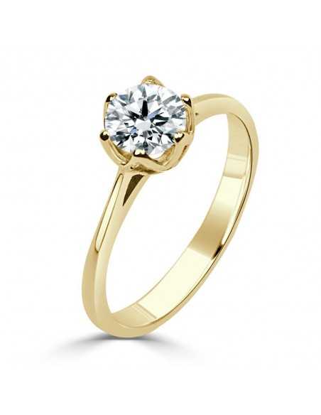 Solitario oro amarillo diamante creado 0,70ct 6 garras