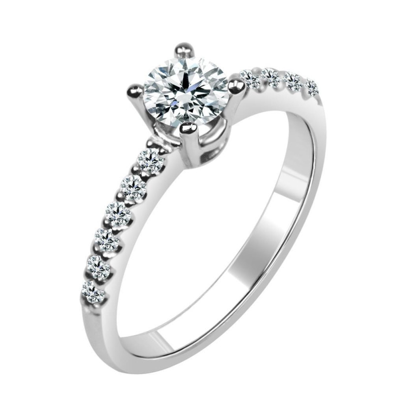 Solitario oro blanco diamante creado 0,50ct+0,16ct (0,66 ct)