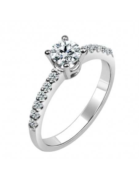 Solitario oro blanco diamante creado 0,50ct+0,16ct (0,66 ct)