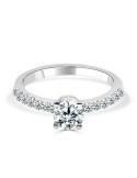 Solitario oro blanco diamante creado 0,50ct+0,16ct (0,66 ct)