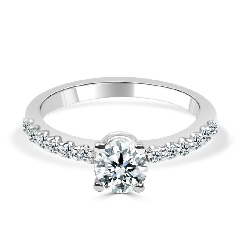 Solitario oro blanco diamante creado 0,50ct+0,16ct (0,66 ct)