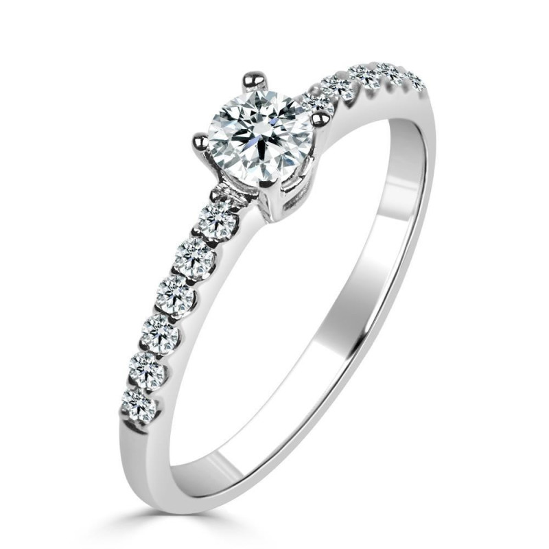 Solitario oro blanco diamante creado 0,30 ct +0,15 ct (0,45ct)