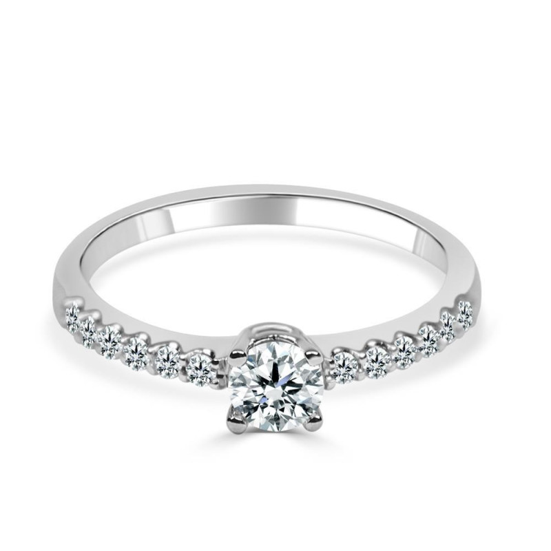 Solitario oro blanco diamante creado 0,30 ct +0,15 ct (0,45ct)