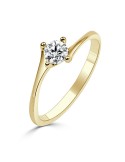 Solitario oro amarillo diamante creado 4 garras cruzado 0,30 ct.