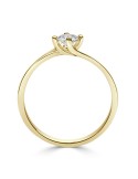 Solitario oro amarillo diamante creado 4 garras cruzado 0,30 ct.