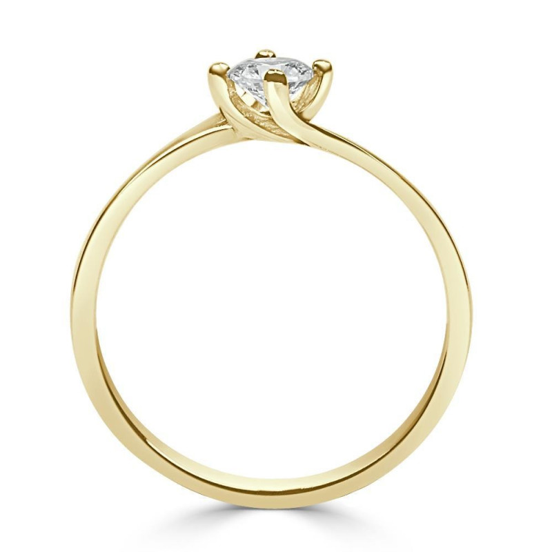 Solitario oro amarillo diamante creado 4 garras cruzado 0,30 ct.