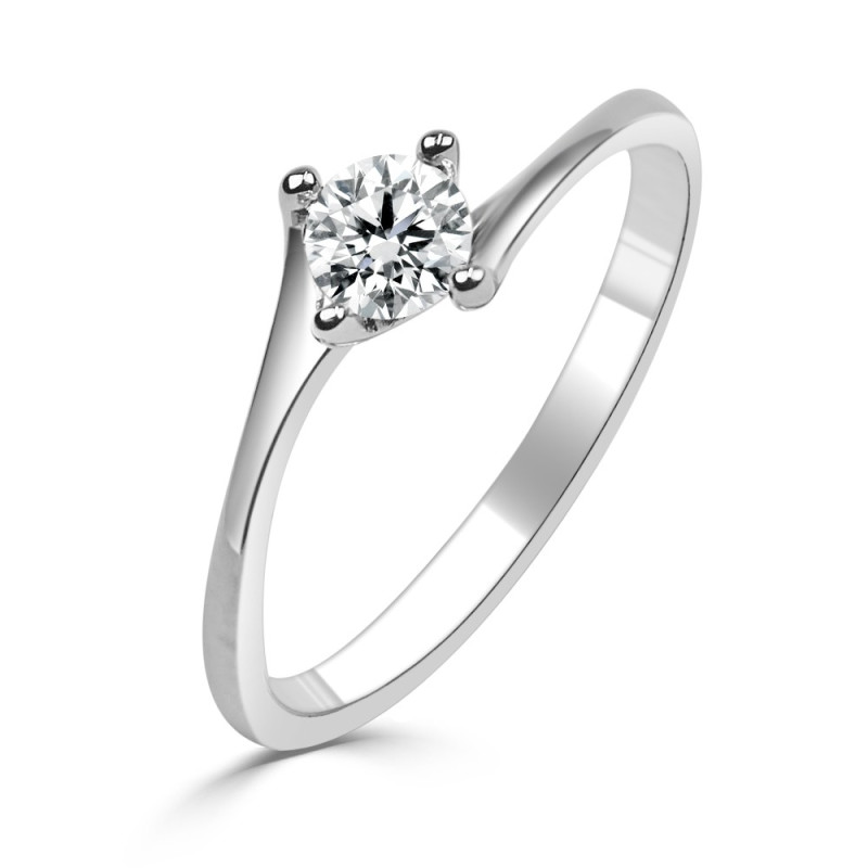 Solitario oro blanco diamante creado 0,30ct 4 garras
