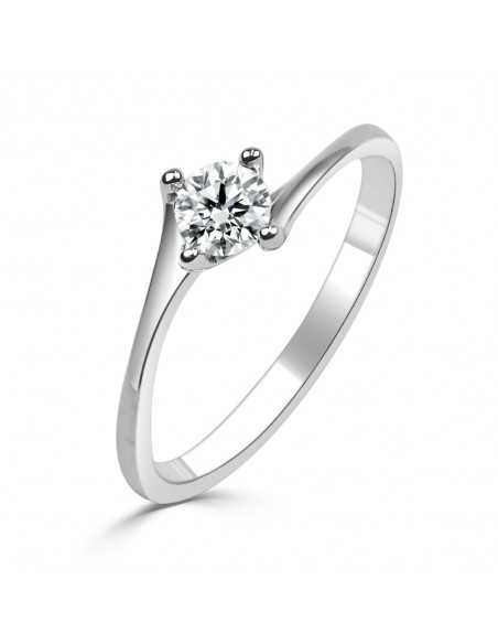 Solitario oro blanco diamante creado 0,30ct 4 garras