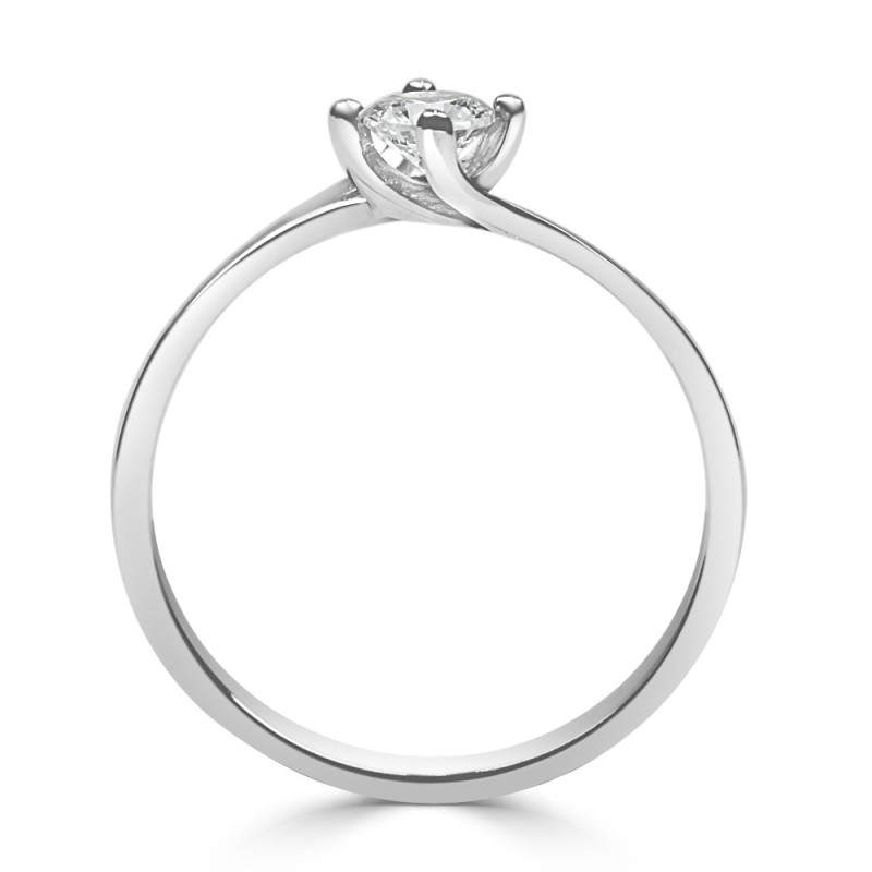 Solitario oro blanco diamante creado 0,30ct 4 garras