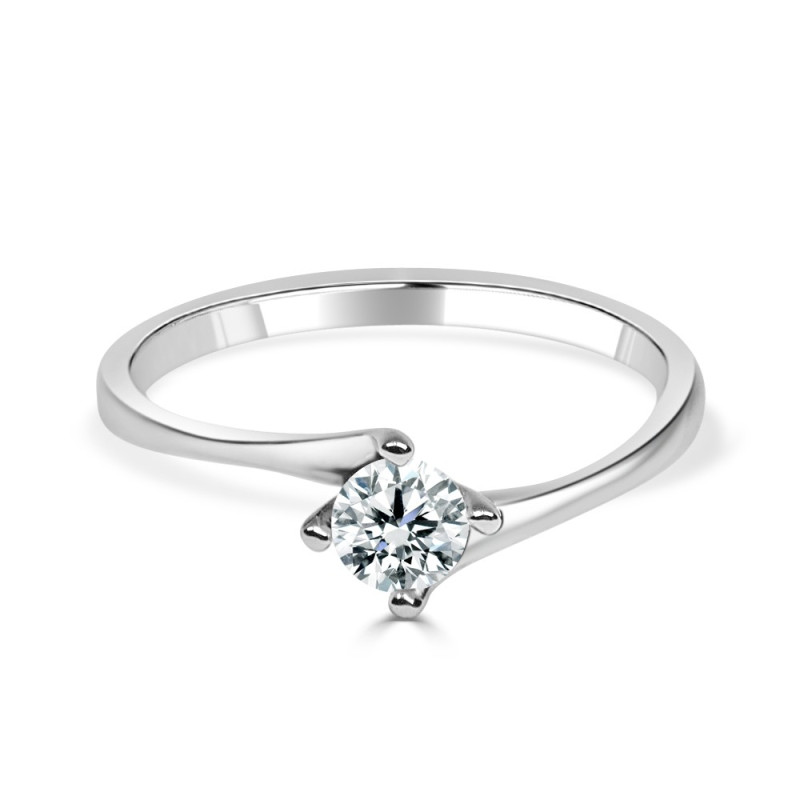 Solitario oro blanco diamante creado 0,30ct 4 garras