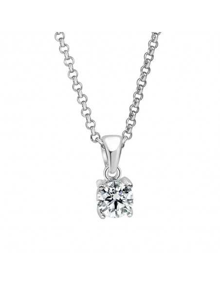 Colgante oro blanco 4 garras diamante creado 0.70ct