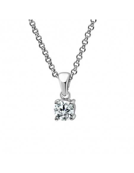 Colgante oro blanco 4 garras diamante creado 0,30 ct