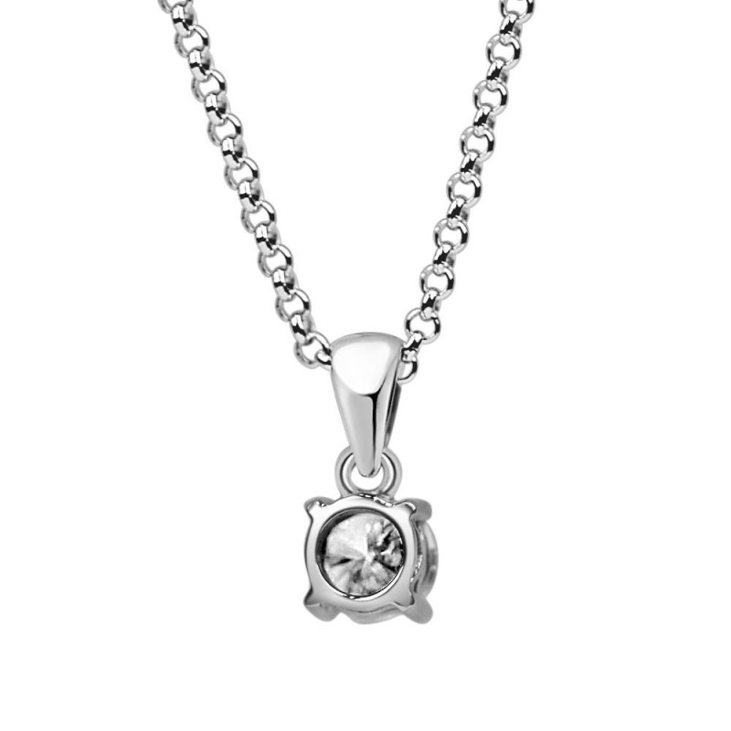 Colgante oro blanco 4 garras diamante creado 0,30 ct