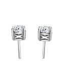 Pendiente oro blanco 4 garras diamante creado de 0,30ct (total 0,60 ct)