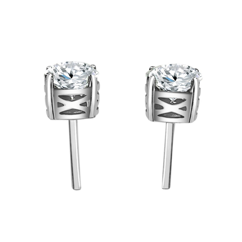 Pendiente oro blanco 4 garras diamante creado de 0,30ct (total 0,60 ct)
