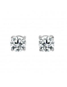 Pendiente oro blanco 4 garras diamante creado de 0,30ct (total 0,60 ct)