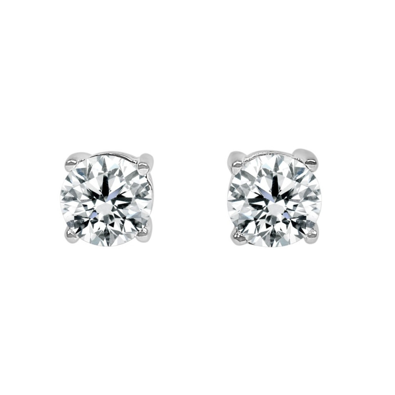 Pendiente oro blanco 4 garras diamante creado de 0,30ct (total 0,60 ct)