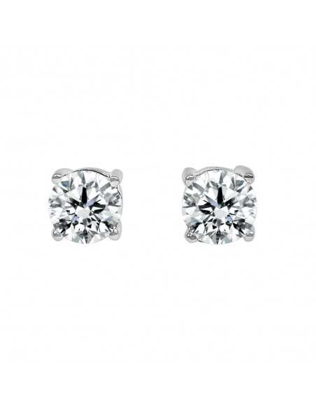 Pendiente oro blanco 4 garras diamante creado de 0,30ct (total 0,60 ct)