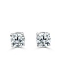 Pendiente oro blanco 4 garras diamante creado de  1,00ct (total 2 ct)