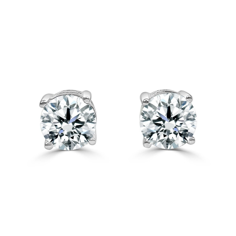 Pendiente oro blanco 4 garras diamante creado de  1,00ct (total 2 ct)