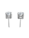 Pendiente oro blanco 4 garras diamante creado de 0,50ct (total 1,00 ct)