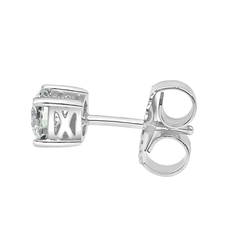 Pendiente oro blanco 4 garras diamante creado de 0,50ct (total 1,00 ct)