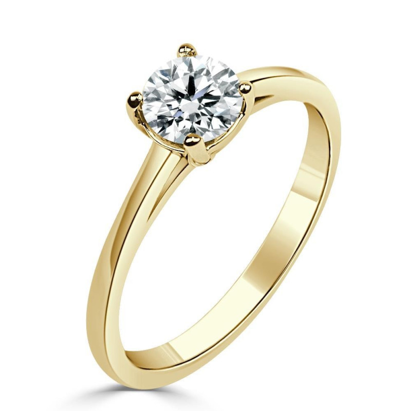 Solitario oro amarillo con diamante creado 4 garras 0,50 ct.
