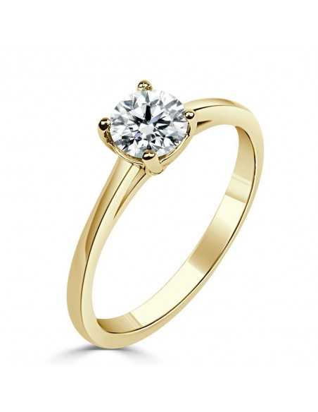 Solitario oro amarillo con diamante creado 4 garras 0,50 ct.