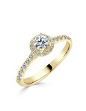 Solitario amarillo diamante creado Halo redondo 0.65 CT