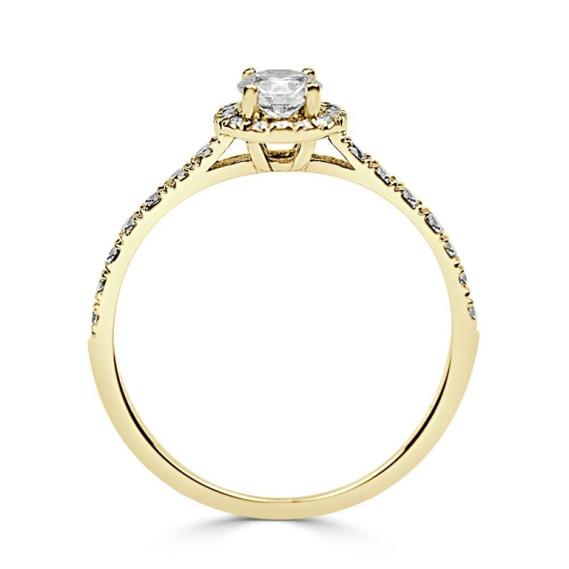 Solitario amarillo diamante creado Halo redondo 0.65 CT