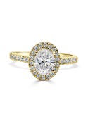 Solitario oro amarillo halo oval diamante creado1,00CT ( 0,43CT brazo-halo)