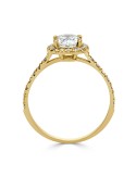 Solitario oro amarillo halo oval diamante creado1,00CT ( 0,43CT brazo-halo)