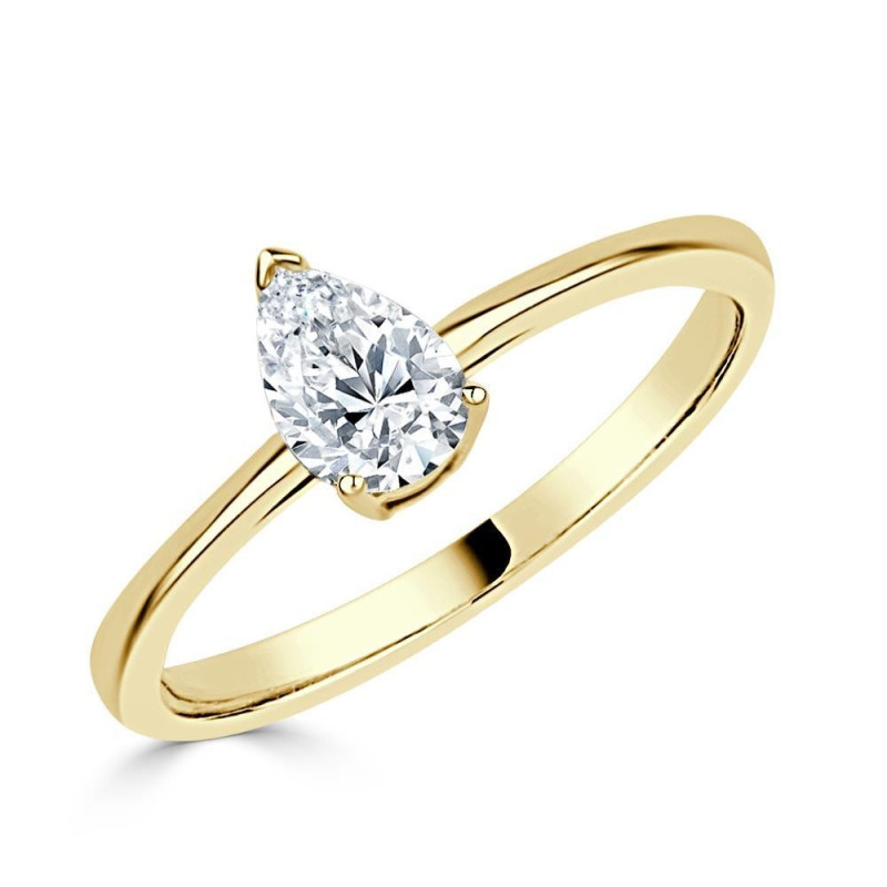 Solitario oro amarillo diamante creaddo pera 0.50 CT