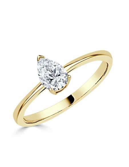 Solitario oro amarillo diamante creaddo pera 0.50 CT