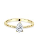 Solitario oro amarillo diamante creaddo pera 0.50 CT