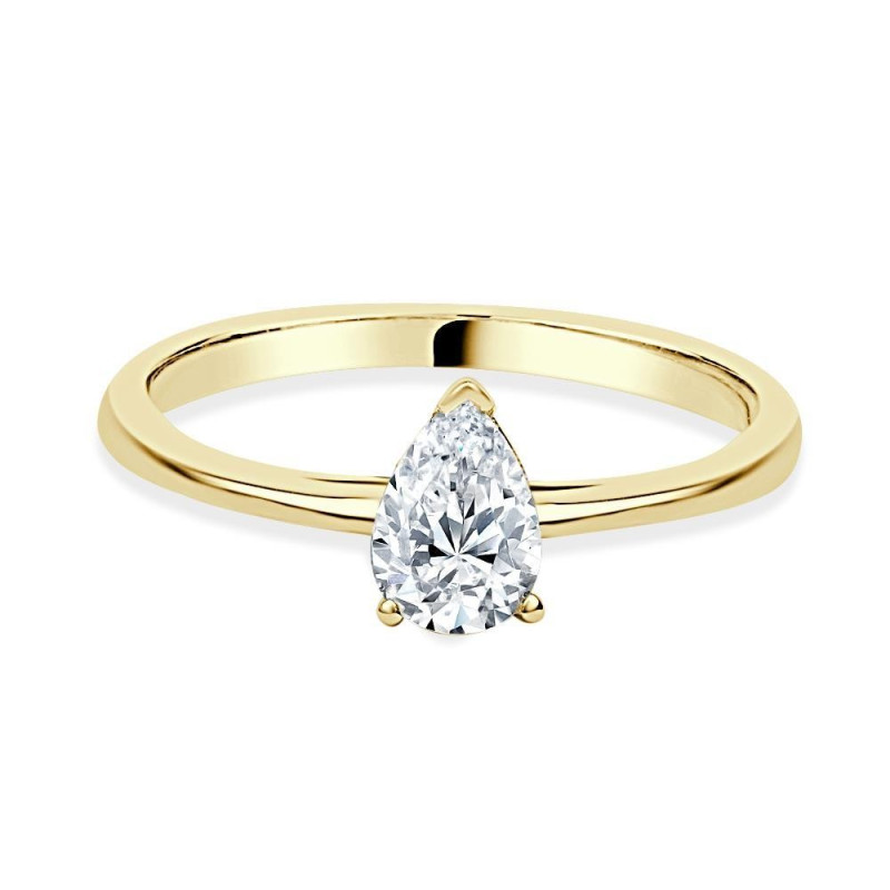 Solitario oro amarillo diamante creaddo pera 0.50 CT