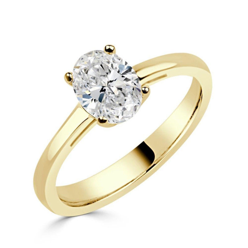 Solitario oro amarillo Oval Diamante creado 1,00 CT