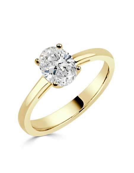 Solitario oro amarillo Oval Diamante creado 1,00 CT