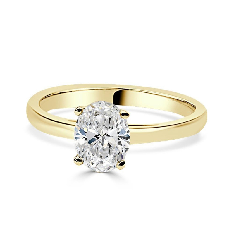 Solitario oro amarillo Oval Diamante creado 1,00 CT